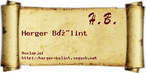 Herger Bálint névjegykártya
