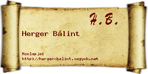 Herger Bálint névjegykártya